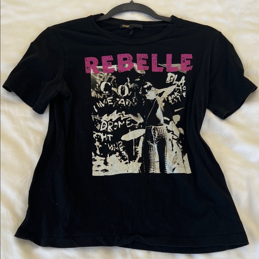 Maje Black Rebelle Graphic Tee